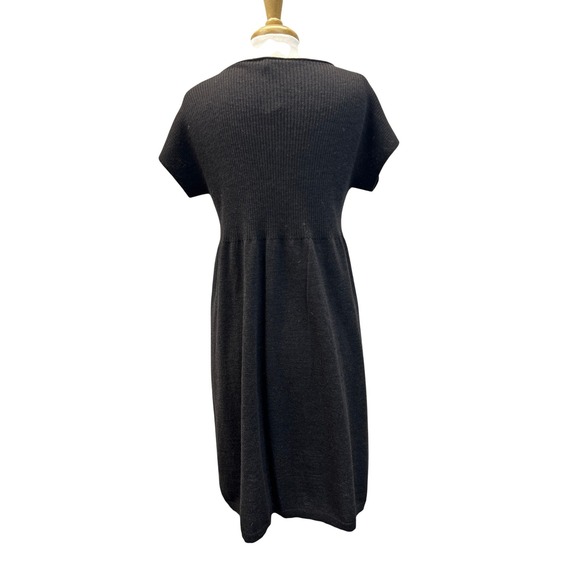 Eileen Fisher Sweater Dress Women Large Charcoal Gray Excellent 100% Wool Ribbed - Picture 2 of 7